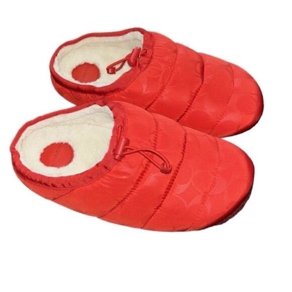 Coach Red Quilted Nylon Slip-on Slippers(Size 9B) - Picture 7 of 10